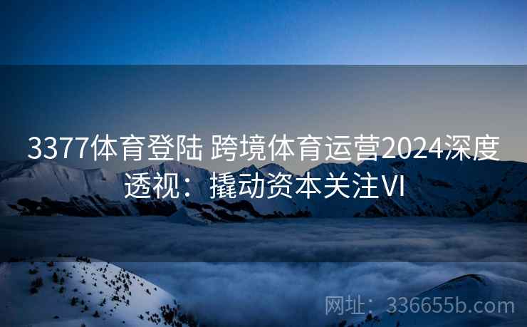 3377体育登陆 跨境体育运营2024深度透视：撬动资本关注Ⅵ