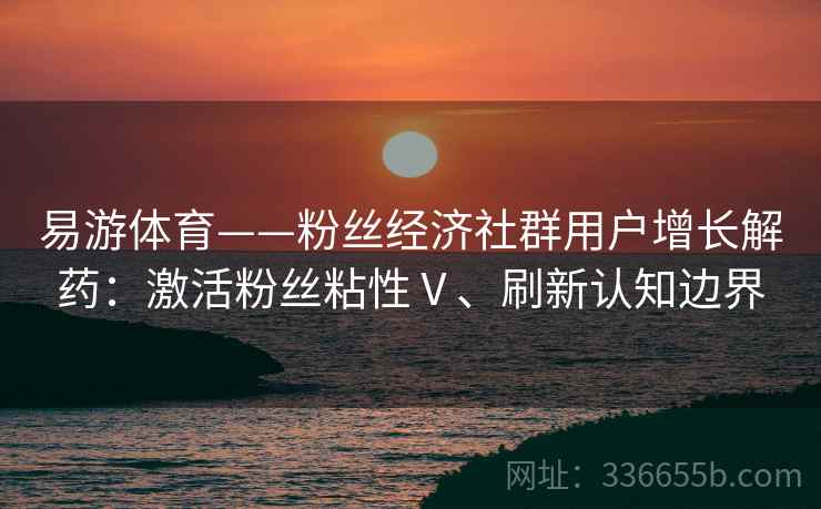 易游体育——粉丝经济社群用户增长解药:激活粉丝粘性Ⅴ、刷新认知边界 易游体育——粉丝经济社群用户增长解药:激活粉丝粘性Ⅴ、刷新认知边界